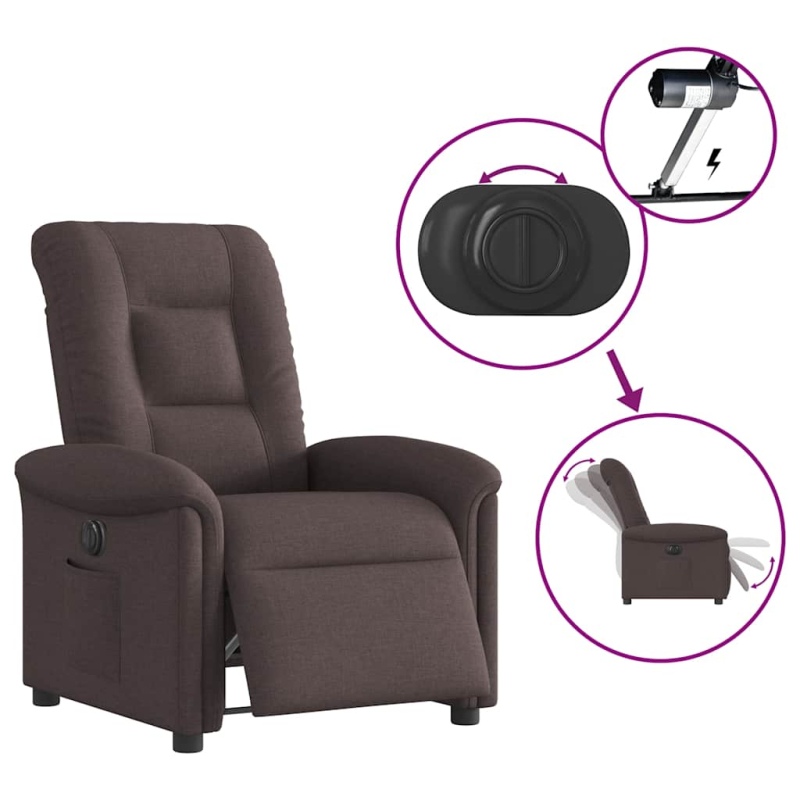 Relaxsessel Elektrisch Dunkelbraun Stoff