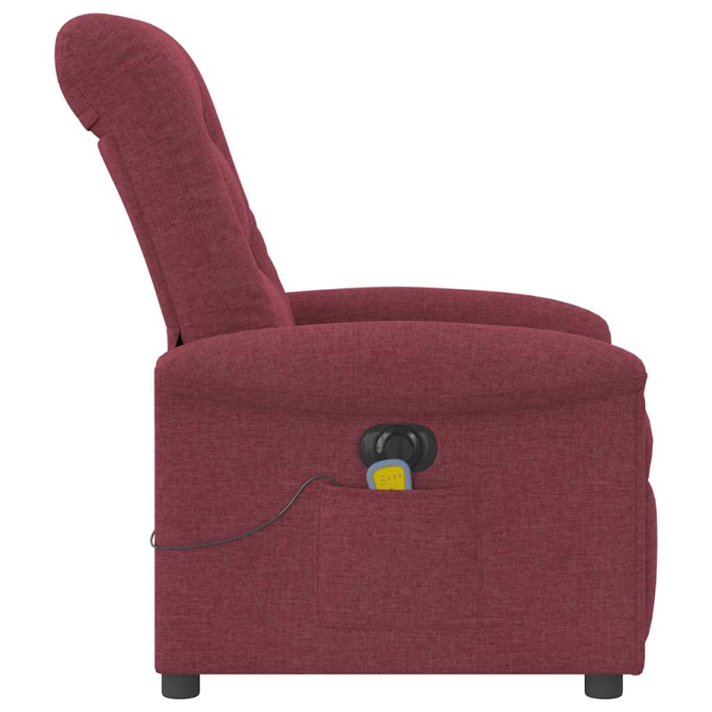 Massagesessel Elektrisch Weinrot Stoff