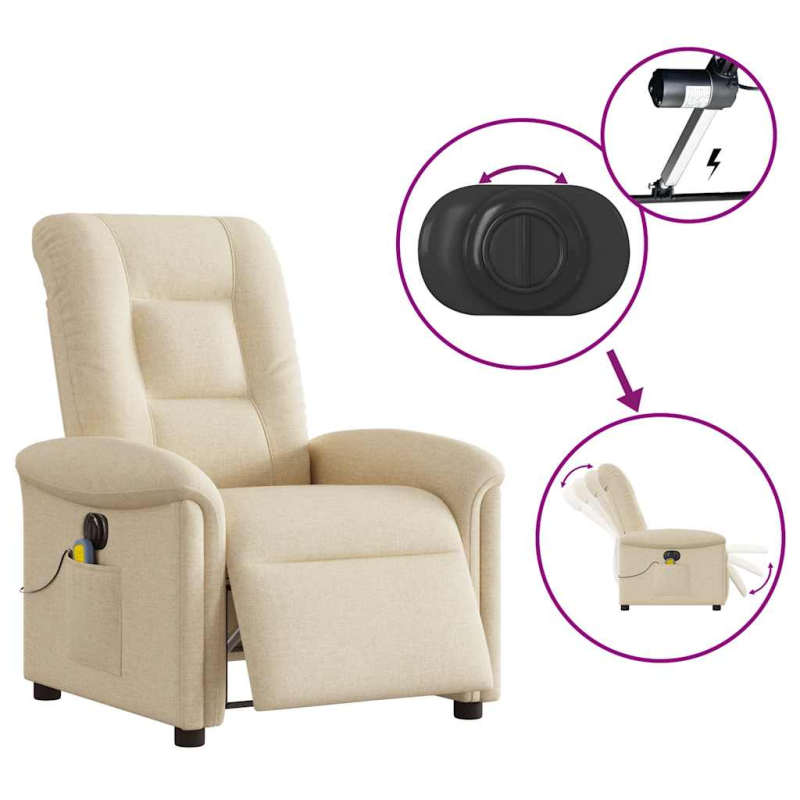 Massagesessel Elektrisch Creme Stoff