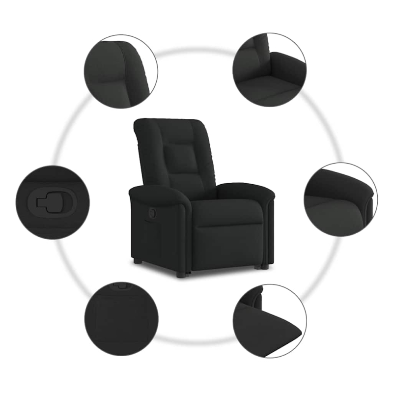 Relaxsessel mit Aufstehhilfe Schwarz Stoff