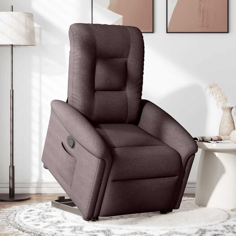 Relaxsessel mit Aufstehhilfe Dunkelbraun Stoff