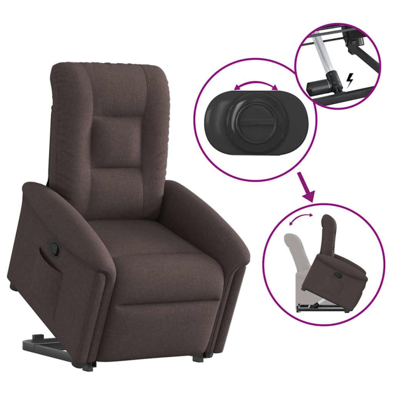 Relaxsessel mit Aufstehhilfe Dunkelbraun Stoff