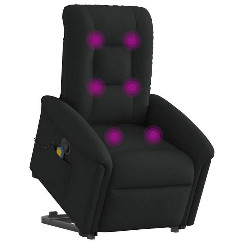 Massagesessel mit Aufstehhilfe Schwarz Stoff