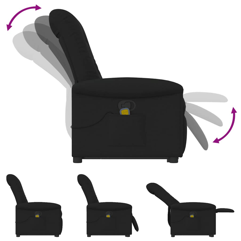 Massagesessel mit Aufstehhilfe Schwarz Stoff