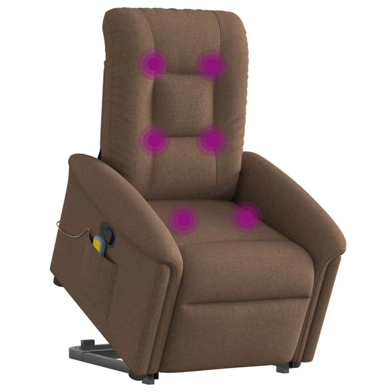 Massagesessel mit Aufstehhilfe Braun Stoff