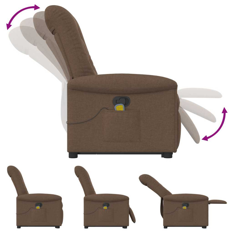 Massagesessel mit Aufstehhilfe Braun Stoff