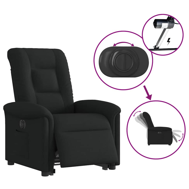 Relaxsessel mit Aufstehhilfe Elektrisch Schwarz Stoff