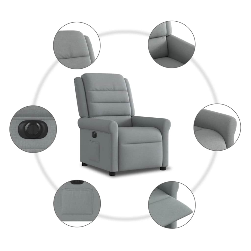 Relaxsessel Elektrisch Hellgrau Stoff