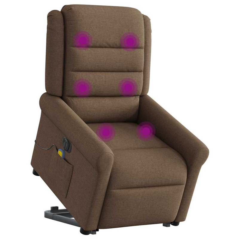Elektrischer Massagesessel mit Aufstehhilfe Braun Stoff