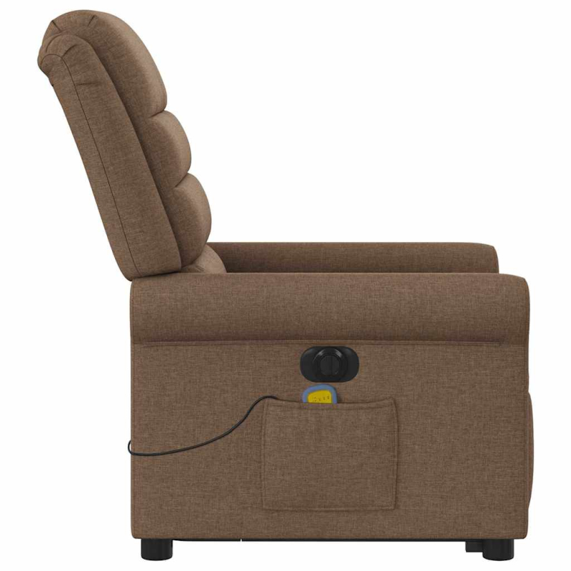 Elektrischer Massagesessel mit Aufstehhilfe Braun Stoff