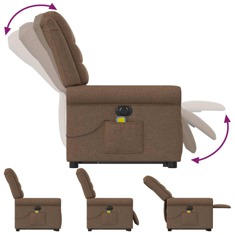 Elektrischer Massagesessel mit Aufstehhilfe Braun Stoff