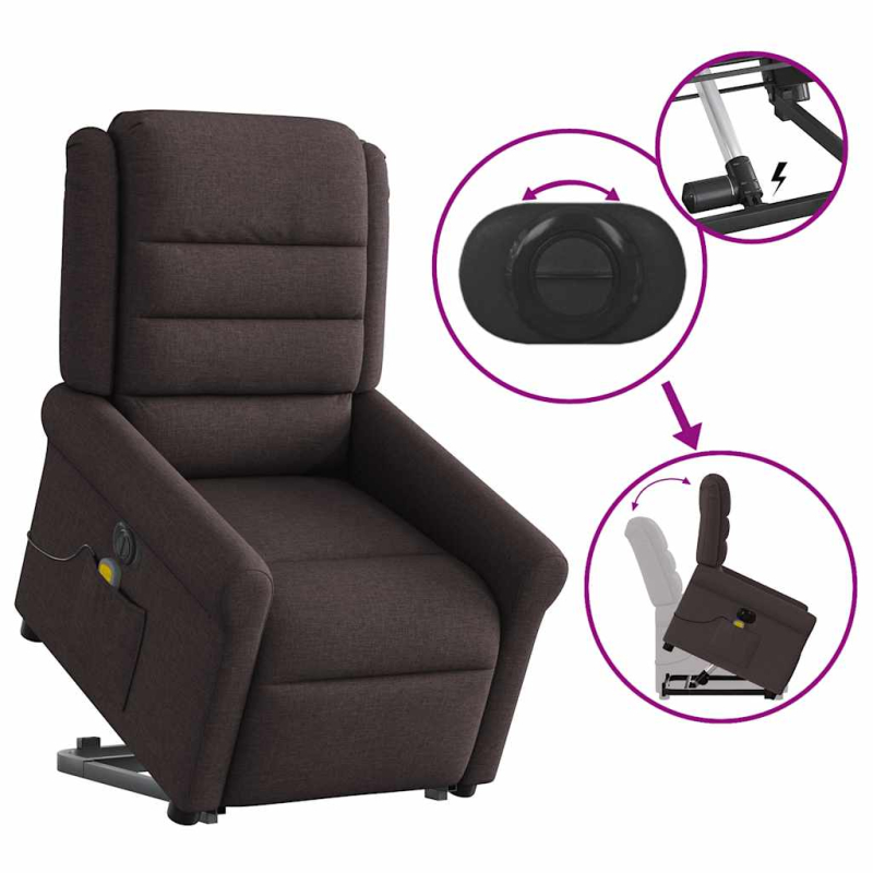 Elektrischer Massagesessel mit Aufstehhilfe Dunkelbraun Stoff