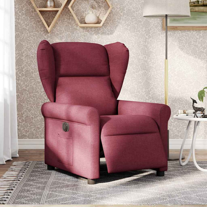 Relaxsessel Elektrisch Weinrot Stoff