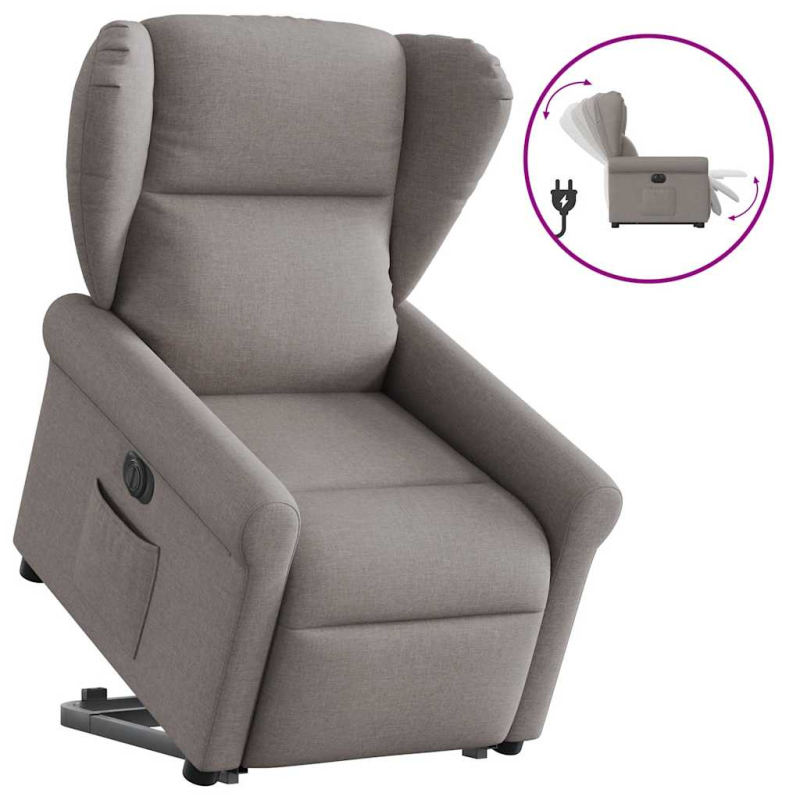 Relaxsessel mit Aufstehhilfe Elektrisch Taupe Stoff