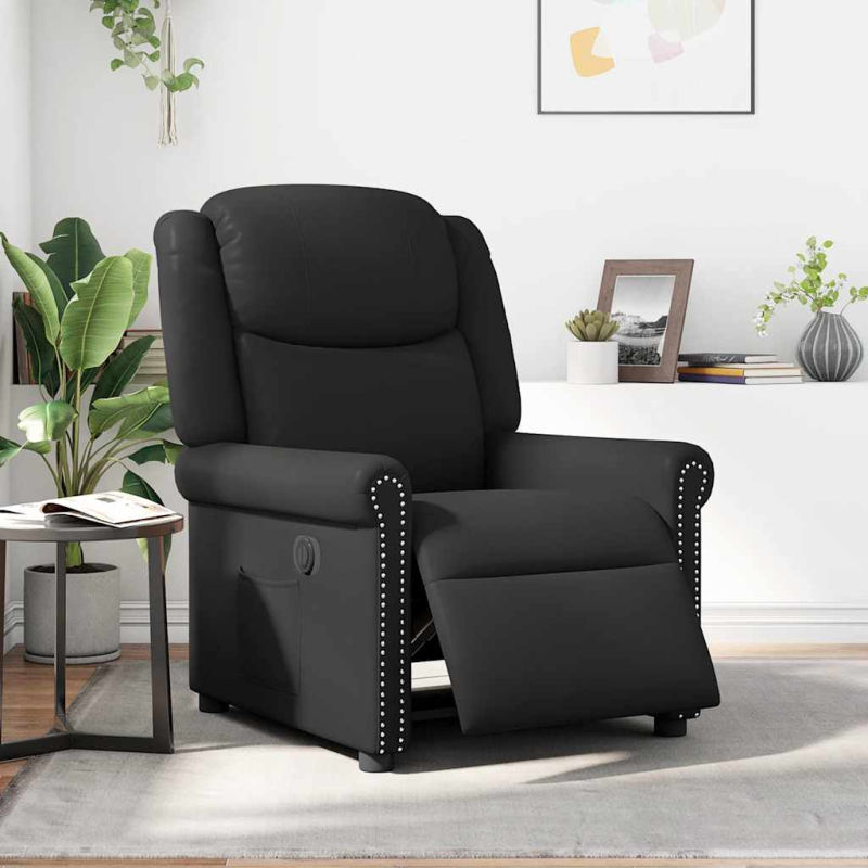 Relaxsessel Elektrisch Glänzend Schwarz Kunstleder