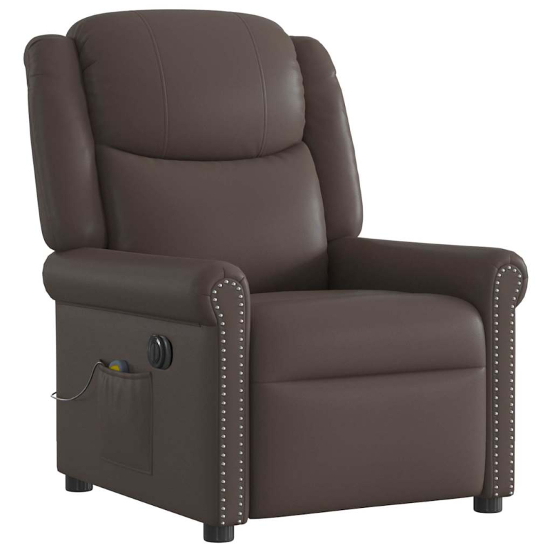 Relaxsessel Massage Elektrisch Glänzend Braun Kunstleder