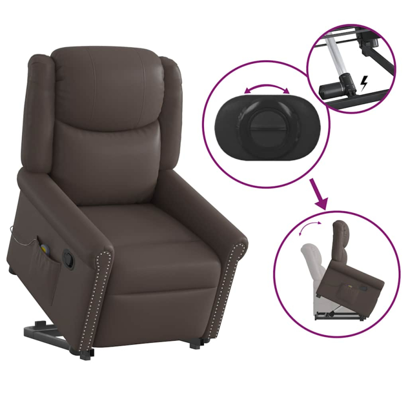 Stehsessel Massage Glänzendes Braun Kunstleder