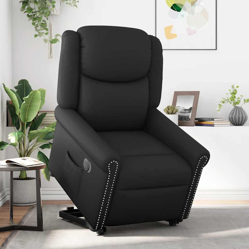 Relaxsessel Aufstehen Elektrisch Glänzend Schwarz Kunstleder