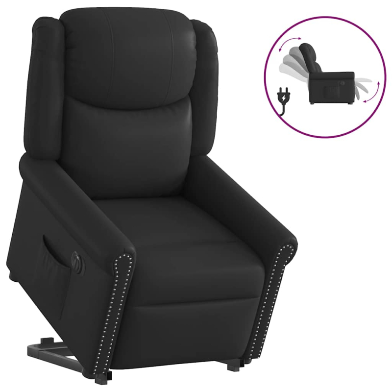 Relaxsessel Aufstehen Elektrisch Glänzend Schwarz Kunstleder