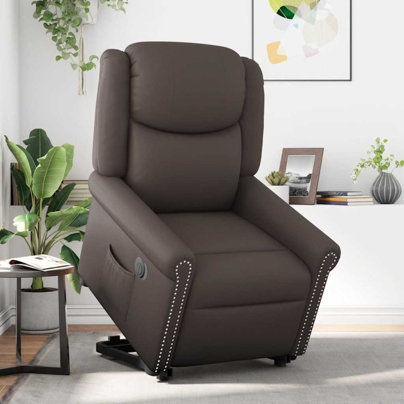 Relaxsessel Aufstehen Elektrisch Glänzend Braun Kunstleder