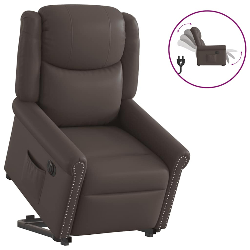 Relaxsessel Aufstehen Elektrisch Glänzend Braun Kunstleder