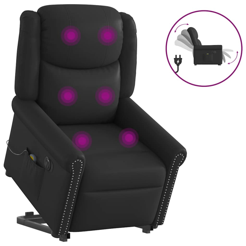 Massagesessel Aufstehhilfe Elektrisch Glänzend Schwarz