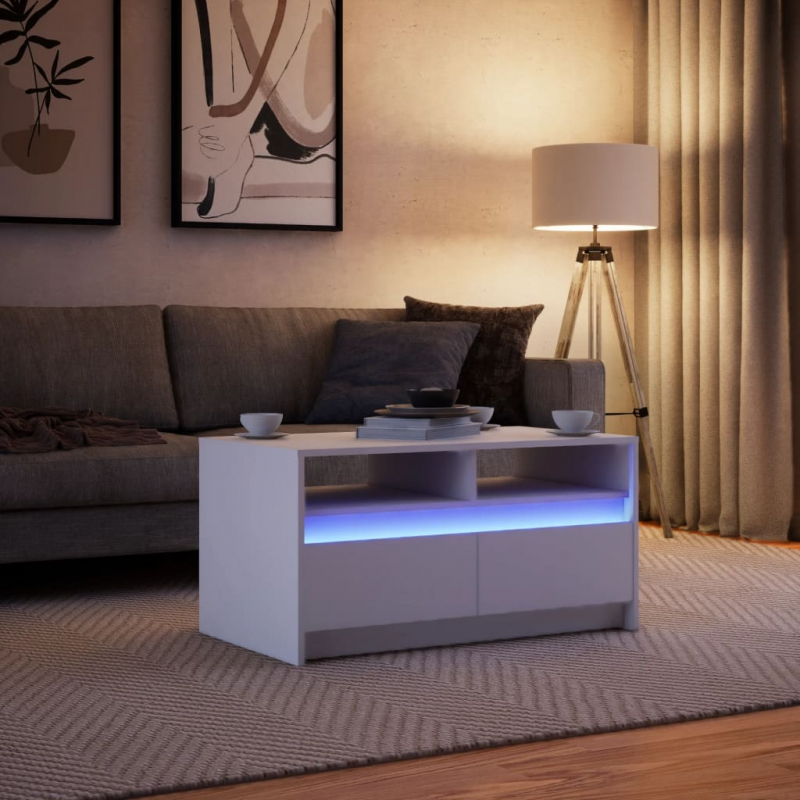 LED-Couchtisch Weiß Holzwerkstoff