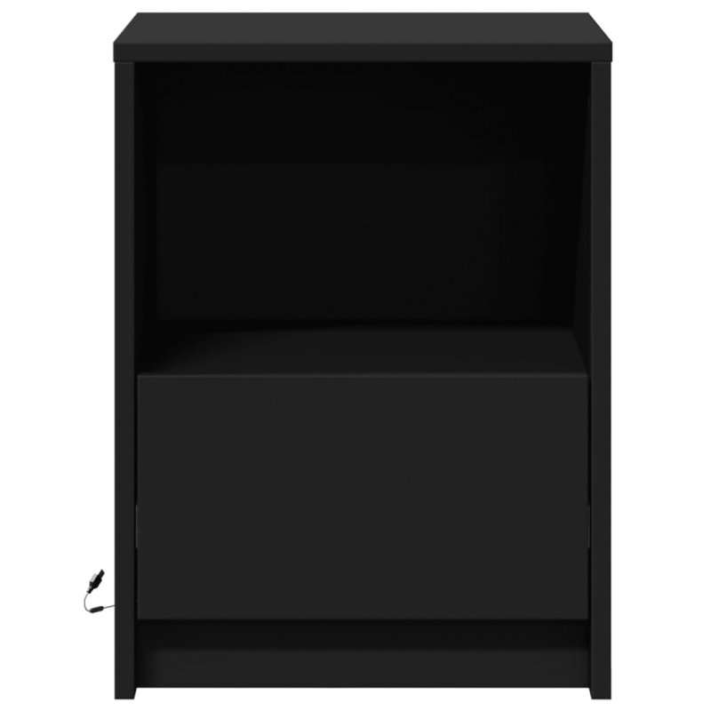 Nachttische mit LED-Leuchten 2 Stk. Schwarz Holzwerkstoff