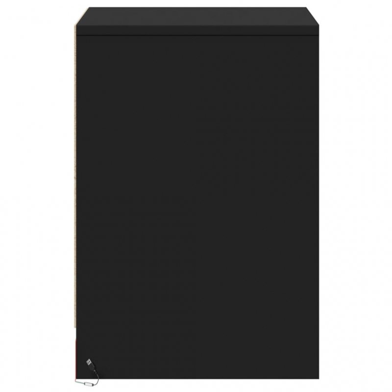 Nachttische mit LED-Leuchten 2 Stk. Schwarz Holzwerkstoff
