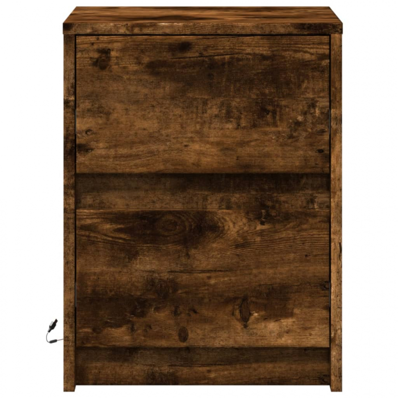 Nachttische mit LED-Leuchten 2 Stk. Räuchereiche Holzwerkstoff