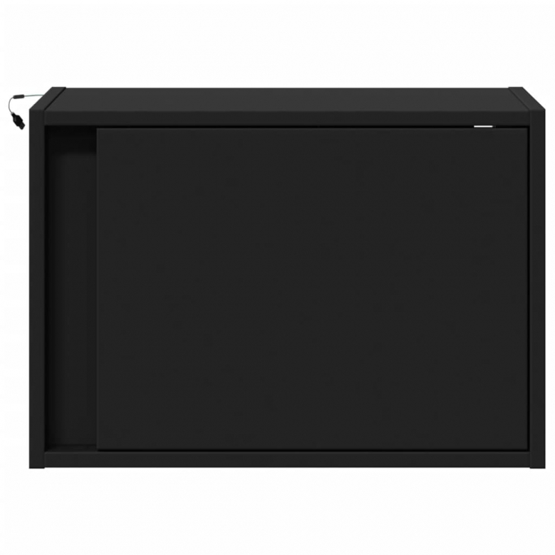 Wand-Nachttisch mit LED-Leuchten Schwarz