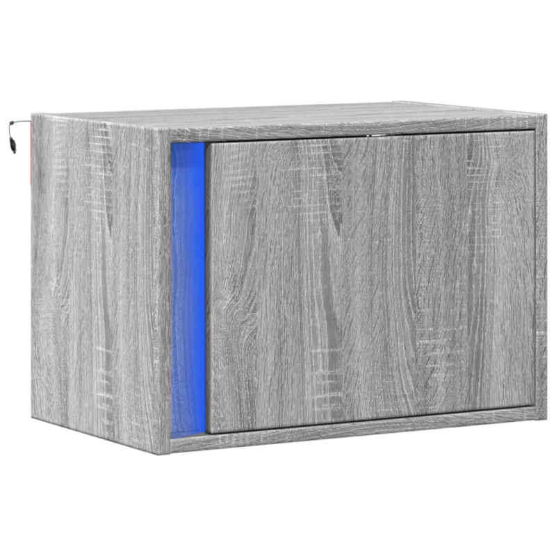 Wand-Nachttisch mit LED-Leuchten Grau Sonoma