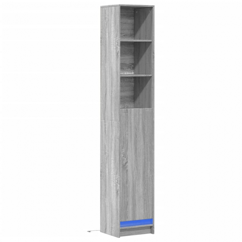 LED-Sideboard Grau Sonoma 36x32,5x200 cm Holzwerkstoff