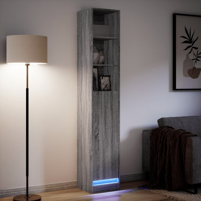 LED-Sideboard Grau Sonoma 36x32,5x200 cm Holzwerkstoff