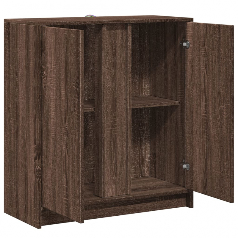 LED-Sideboard Braun Eichen-Optik 77x34x85 cm Holzwerkstoff