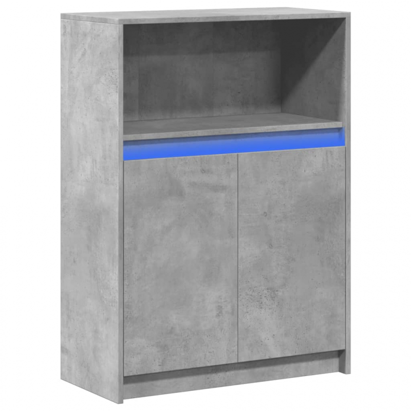 Sideboard mit LED Betongrau 72x34x100 cm Holzwerkstoff