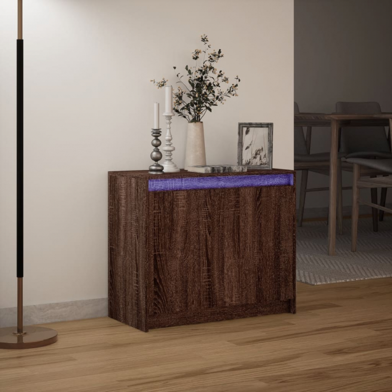 LED-Sideboard Braun Eichen-Optik 72x34x61 cm Holzwerkstoff