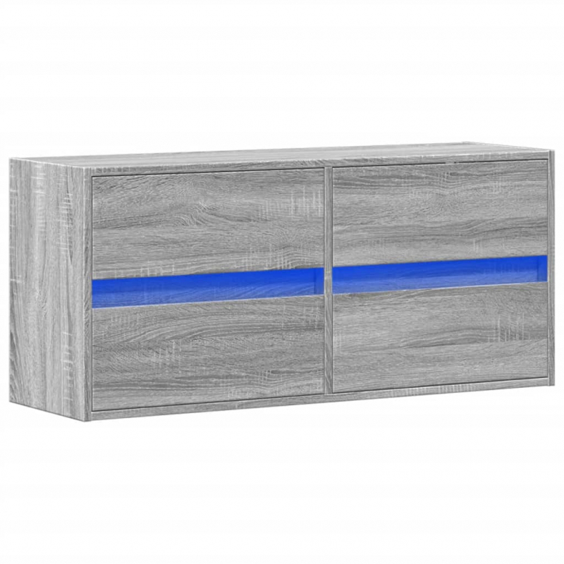 TV-Wandschrank mit LED-Beleuchtung Grau Sonoma 100x31x45 cm