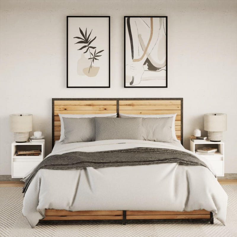 TV-Wandschränke mit LED-Beleuchtung 2 Stk. Weiß 41x31x45 cm