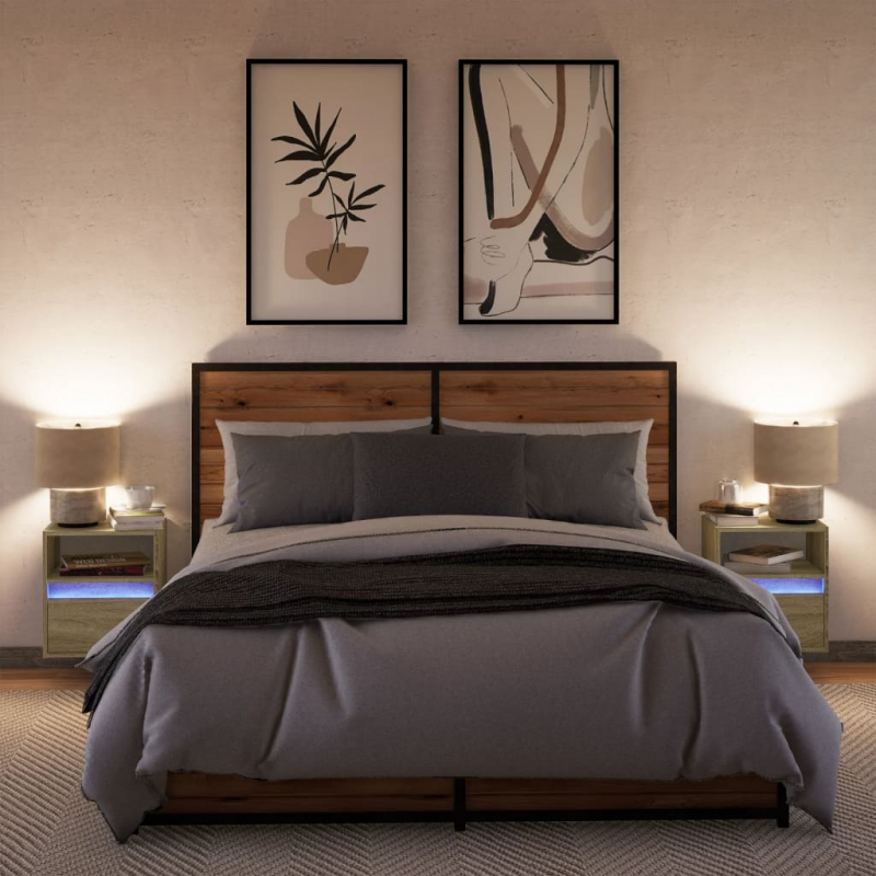 TV-Wandschränke mit LED-Beleuchtung 2 Stk. Sonoma 41x31x45 cm