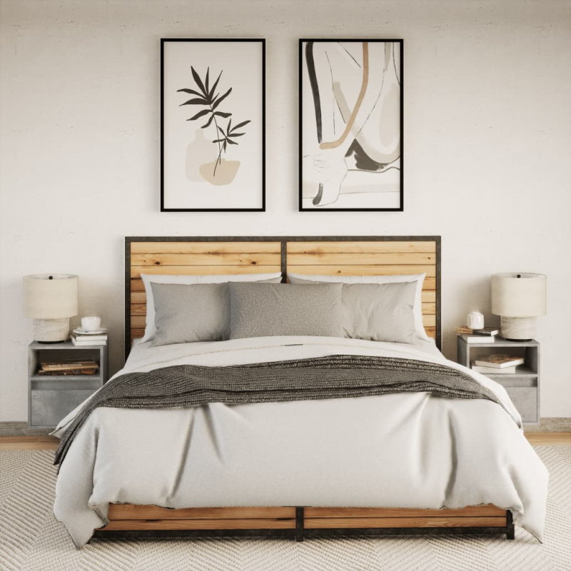 TV-Wandschränke LED-Beleuchtung 2 Stk. Betongrau 41x31x45 cm