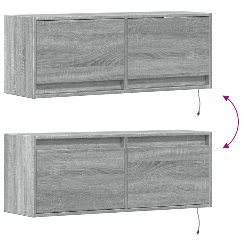 TV-Wandschrank mit LED-Beleuchtung Grau Sonoma 100x31x35 cm