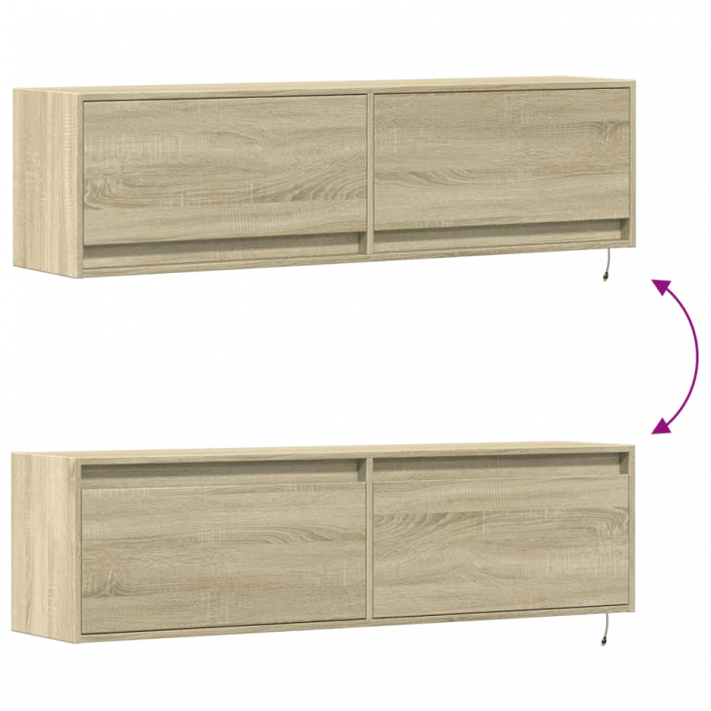 TV-Wandschrank mit LED-Beleuchtung Sonoma-Eiche 140x31x38 cm