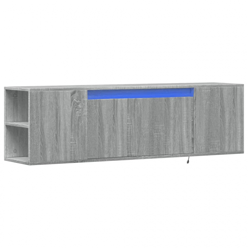 TV-Wandschrank mit LED-Beleuchtung Grau Sonoma 135x31x39,5 cm