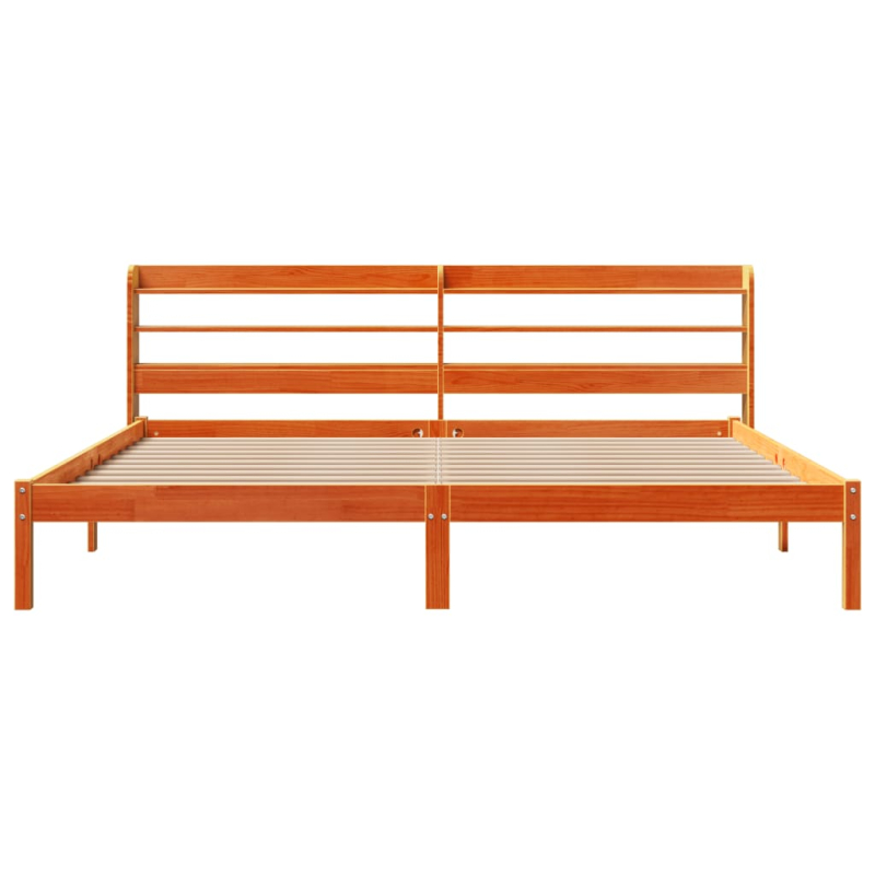 Bettgestell mit Kopfteil ohne Matratze Wachsbraun 180x200 cm