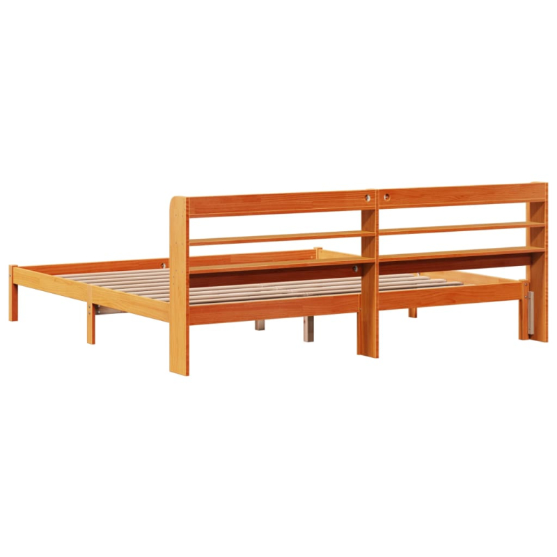 Bettgestell mit Kopfteil ohne Matratze Wachsbraun 180x200 cm