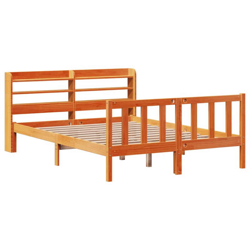 Bettgestell mit Kopfteil ohne Matratze Wachsbraun 120x190 cm