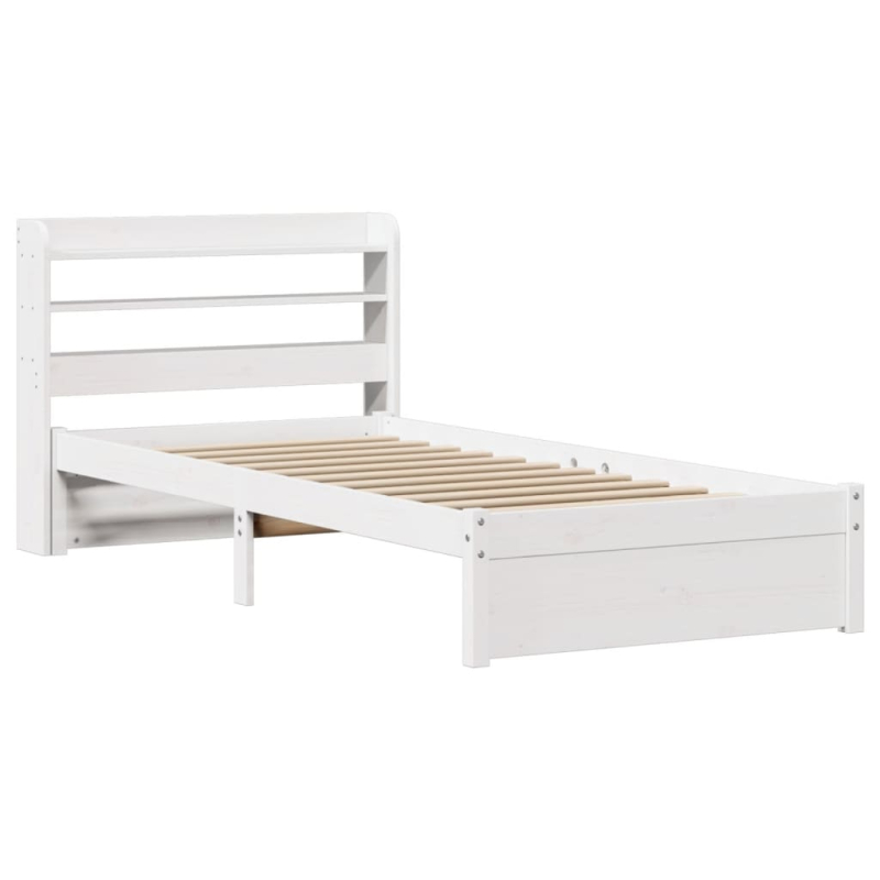 Bettgestell mit Kopfteil ohne Matratze Weiß 90x200 cm