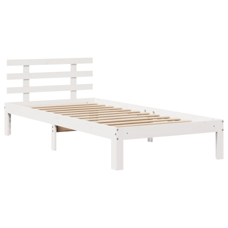 Bettgestell mit Kopfteil ohne Matratze Weiß 90x200 cm