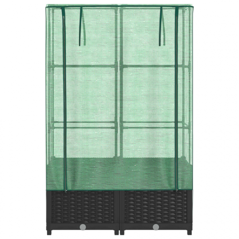 Hochbeet mit Gewächshaus-Aufsatz Rattan-Optik 80x40x138 cm